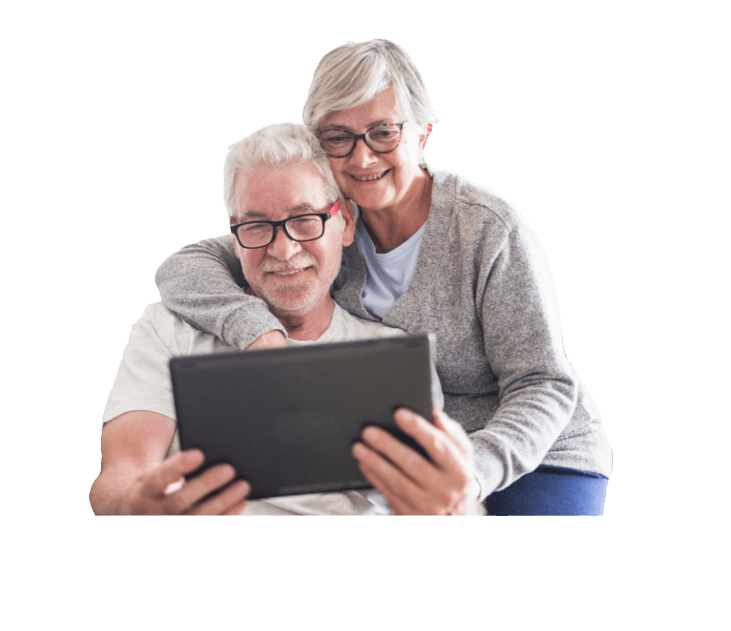 Elderly couple using tablet