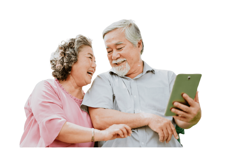 Older couple using tablet together